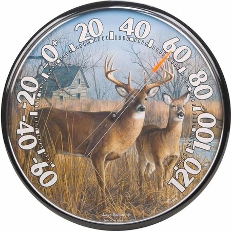 12-1/2in. Dia Plastic Dial Deer Indoor & Outdoor Thermometer -  ACURITE, 01932